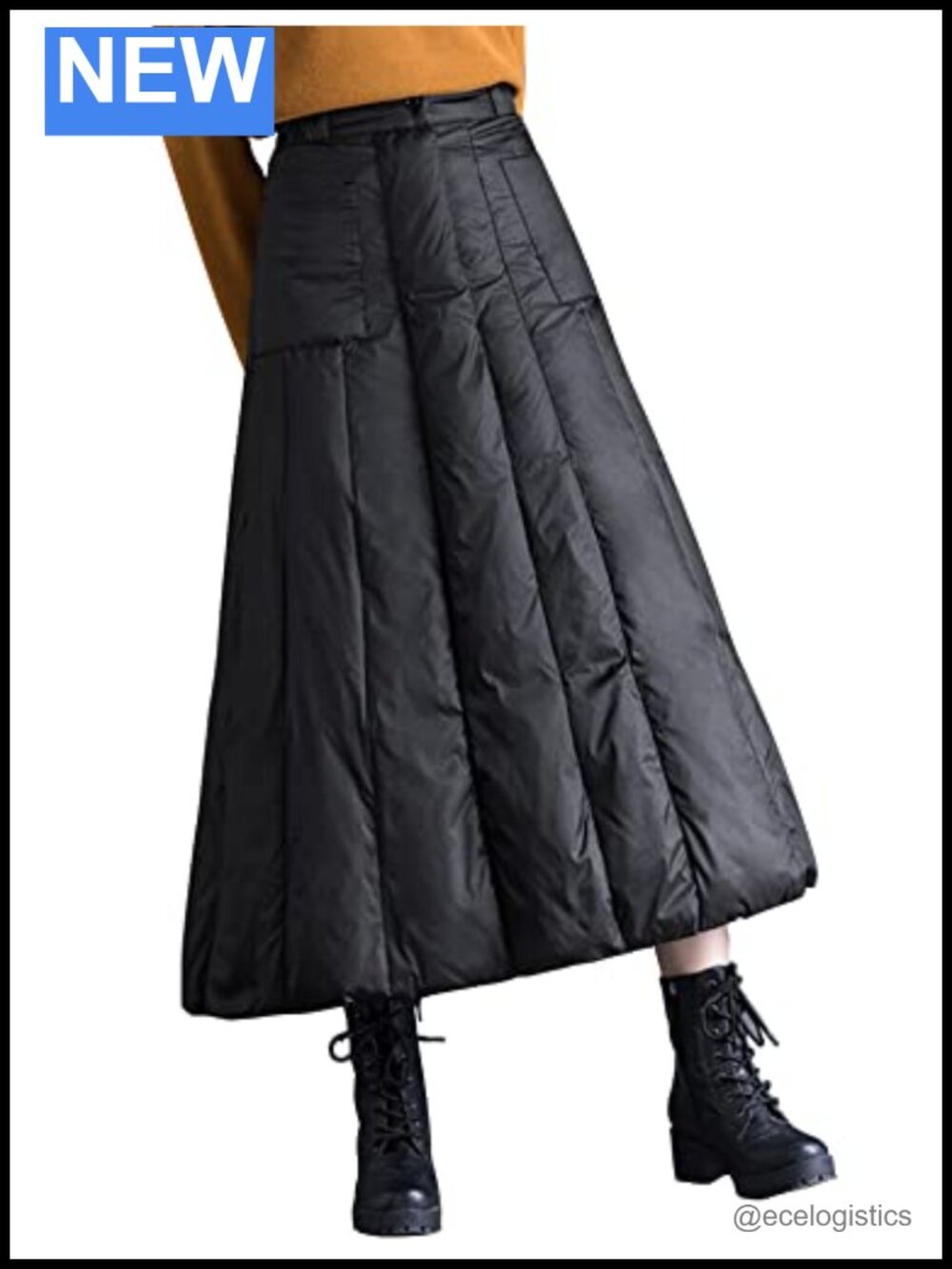 Women's Insulated Down Quilted Maxi Skirt with Pockets